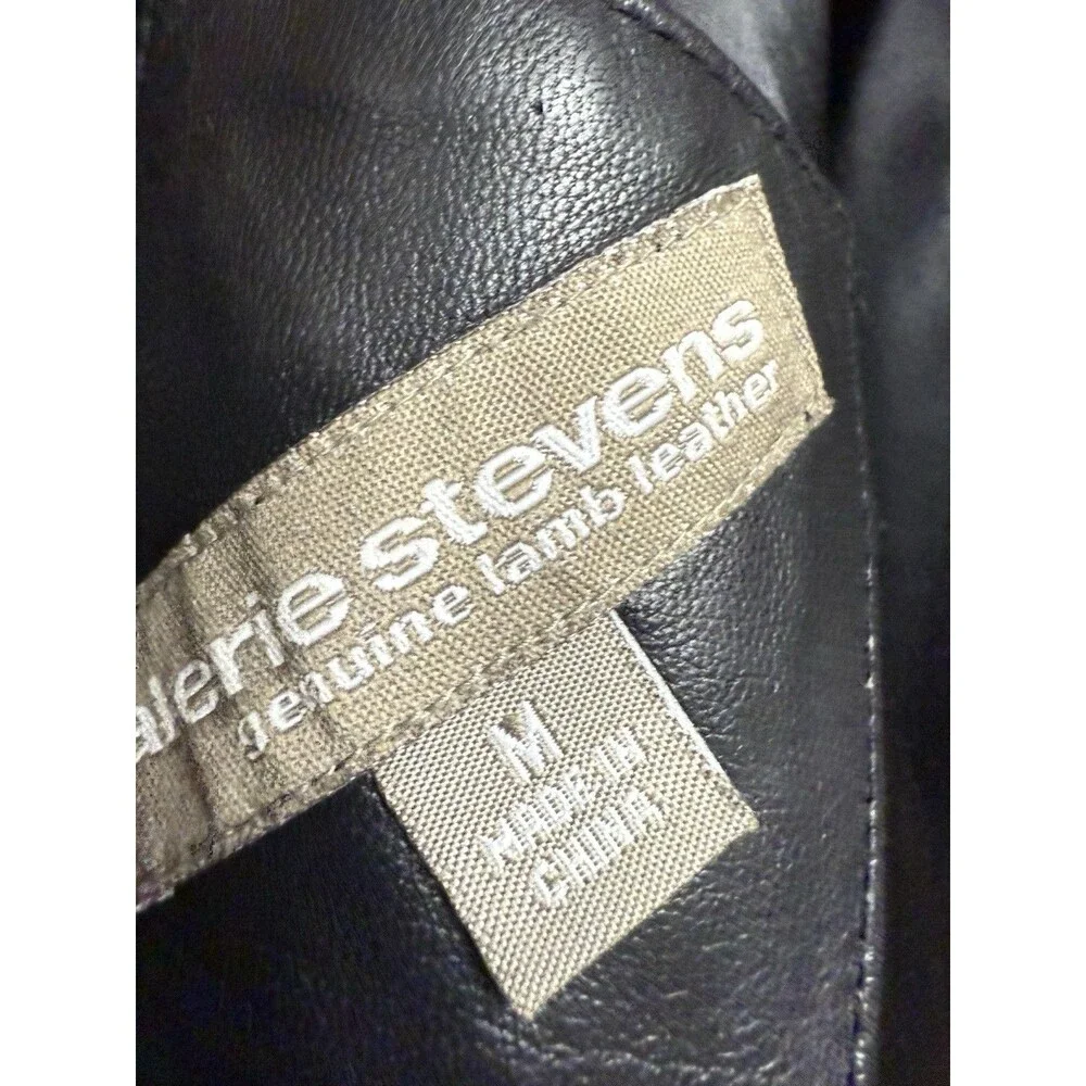 Valerie Stevens Jacket Womens Size‎ M Black Lambskin Leather Zip Front
